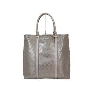 GUCCI GG Imprime Tote Bag Metallic Purple Leather